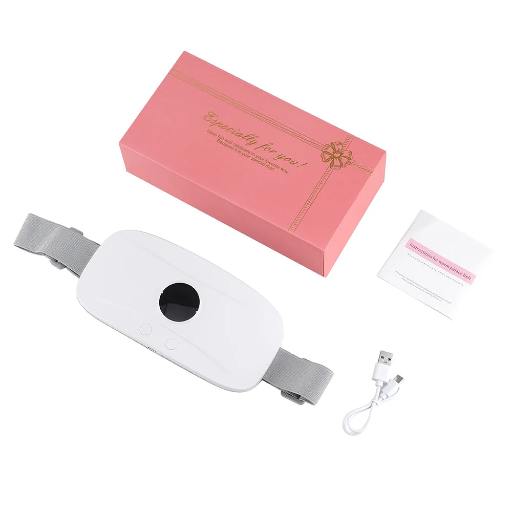 Menstrual Heating Belt 3 Gears Vibrating Electric Belly Massager Period Pain Relief Waist Stomach Abdominal Warming Belt Pad