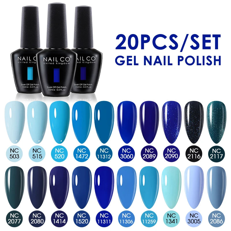 NAILCO 15ml 20pcs/Set UV Gel Nail Polish Semi Permanent Esmalte Vernis LED Gel Varnishes Soak Off Nail Art DIY All For Manicure