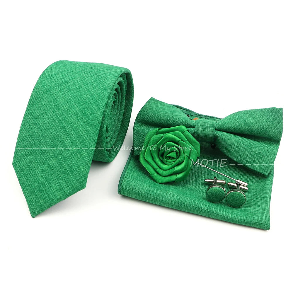 Neues Design 27-farbiger Männer-Accessories-Set: Klassische Baumwoll-Taschentuch, Manschettenknöpfe, Fliege für Hochzeit, Party, Geschenke