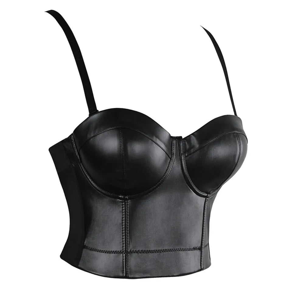 Wechery Frauen Lederkorsett Oben Crop Bustier Gothic Bra Verbesserte Unterstützung Bodice Elegant Dessous Corselet Party Kurz Camis Plus Size 6XL