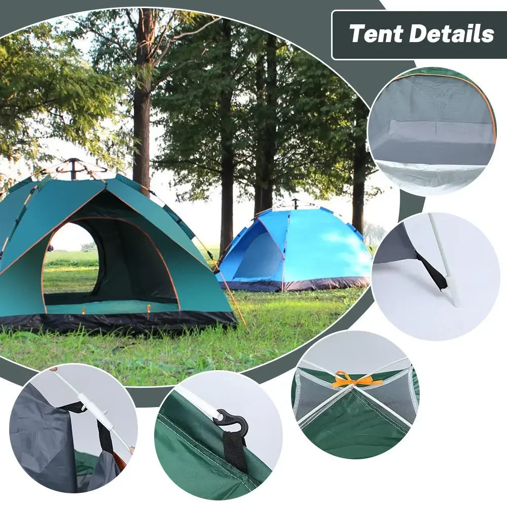 One-click automatic camping tent, double, waterproof roof, double door, outdoor, 2-3