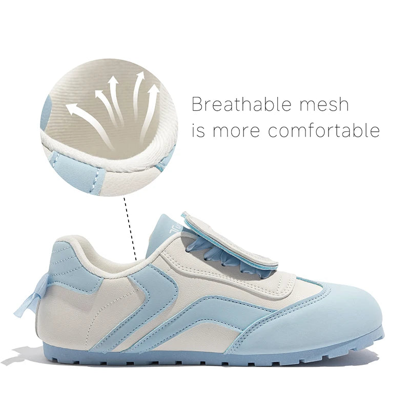 Damen Blaue Schuhe 2025 - Schleife Comic Stil Sneakers - 1cm Flache Schuhe Süße Casual Lolita Stil