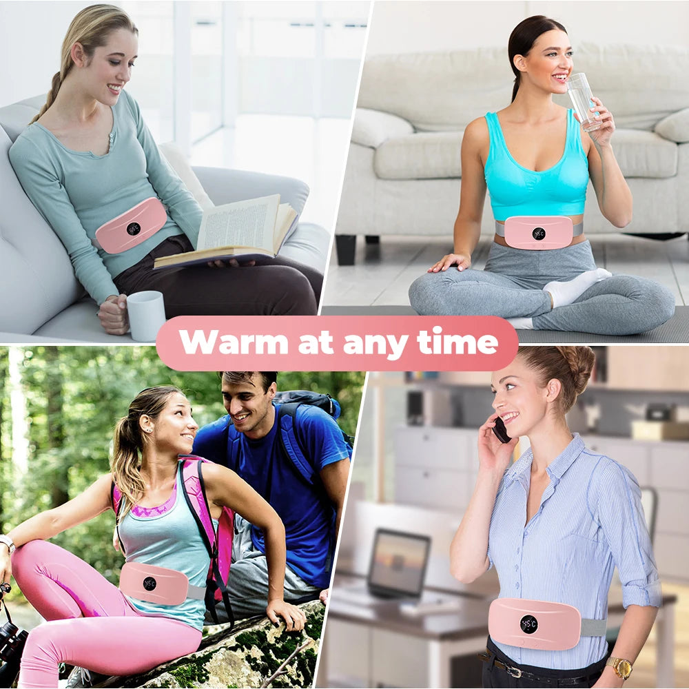 Menstrual Heating Belt 3 Gears Vibrating Electric Belly Massager Period Pain Relief Waist Stomach Abdominal Warming Belt Pad