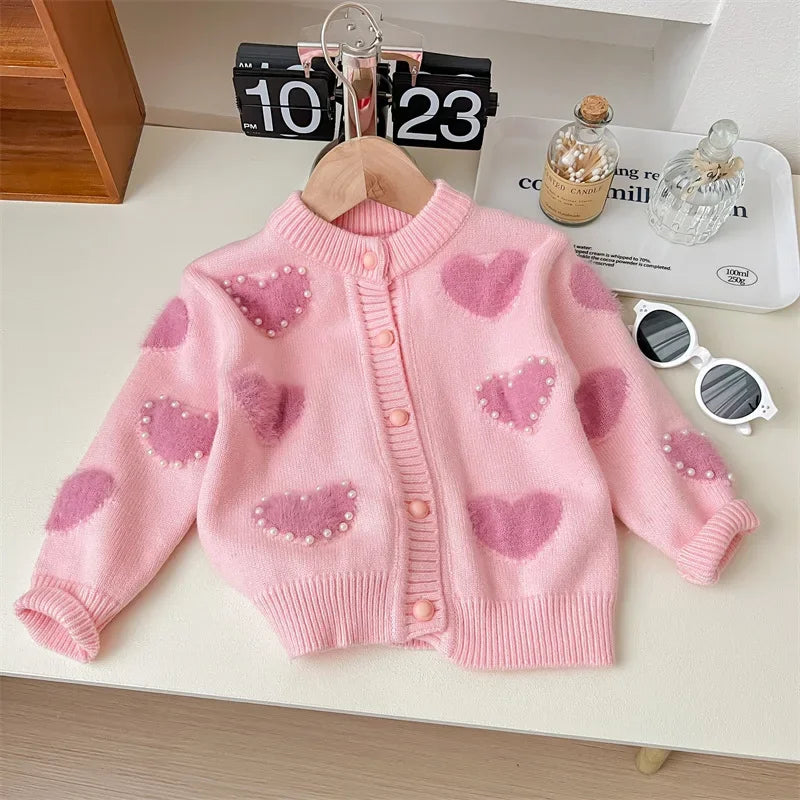 CN Zhejiang 2905 Koreanischer Stil Strickcardigan Für Mädchen - Größe 3-6J, Polyester, Regular Passform