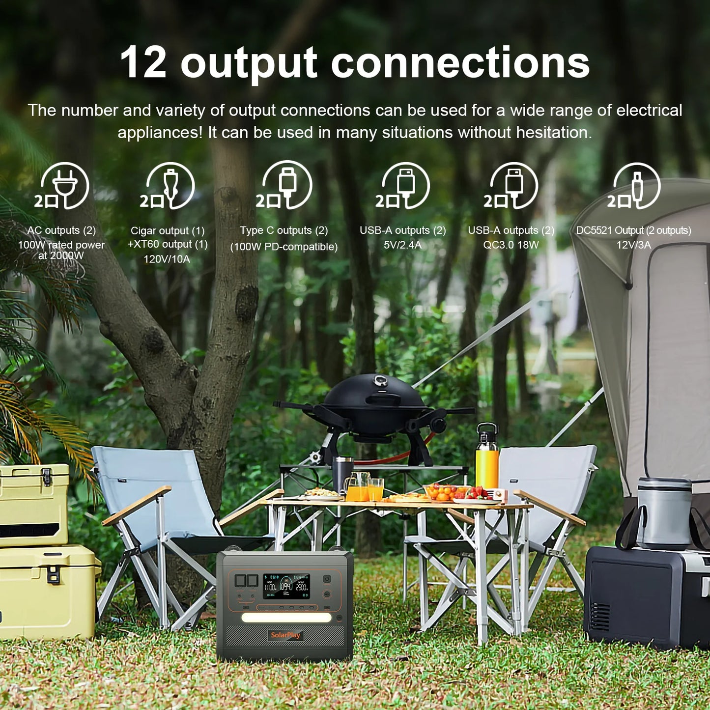 Powerstation 2025: SOLARPLAY 2500W Electric Power Station Q2402M - Energy Storage 2304WH Home Lifepo4 Battery UPS Mode Camping Accessories Outdoor Collection