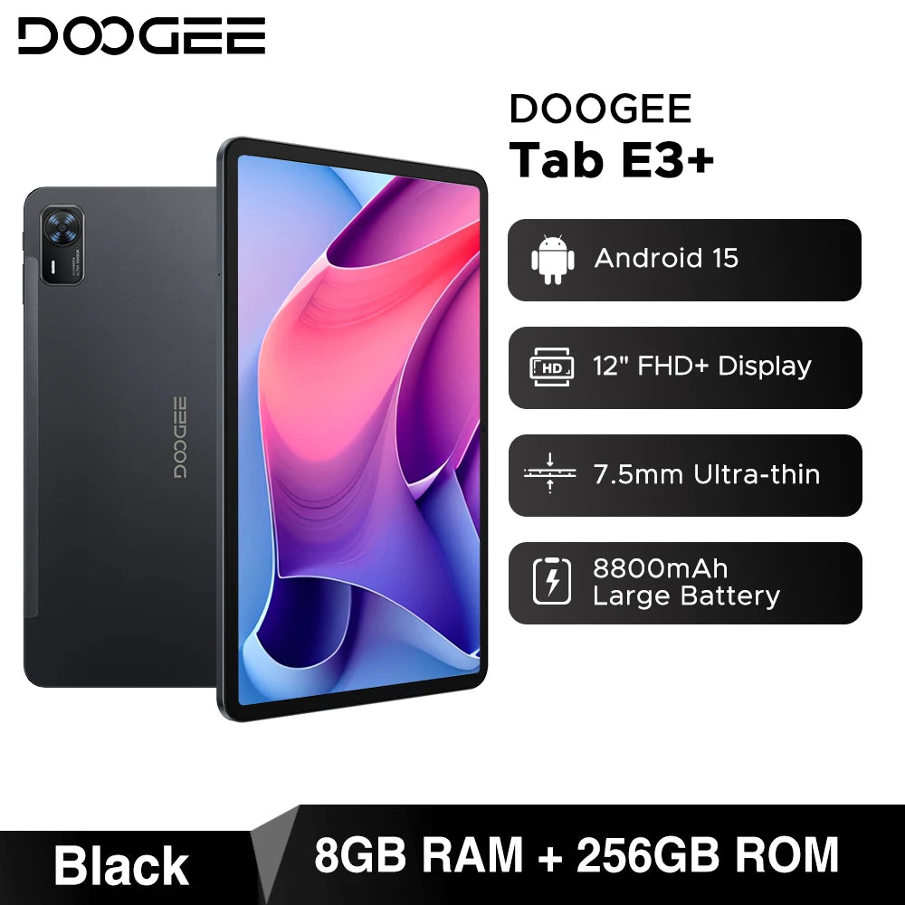 DOOGEE Tab E3 Gemini AI - 12 Zoll Display, 8800mAh Akku, Helio G100