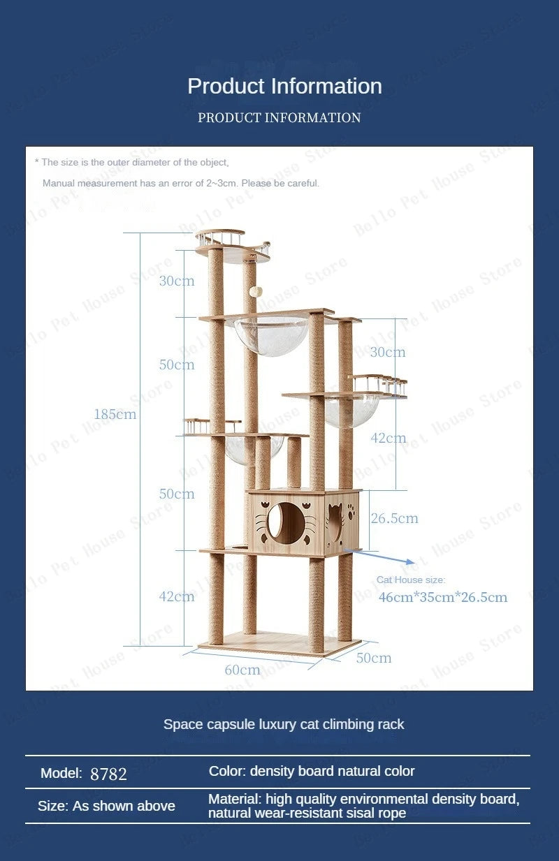 Seven-story Luxury Cat Villa Multi-Story Cat Tree House Scratch-resistant and Wear-resistant Sisal Grabbing Posts cat tree
