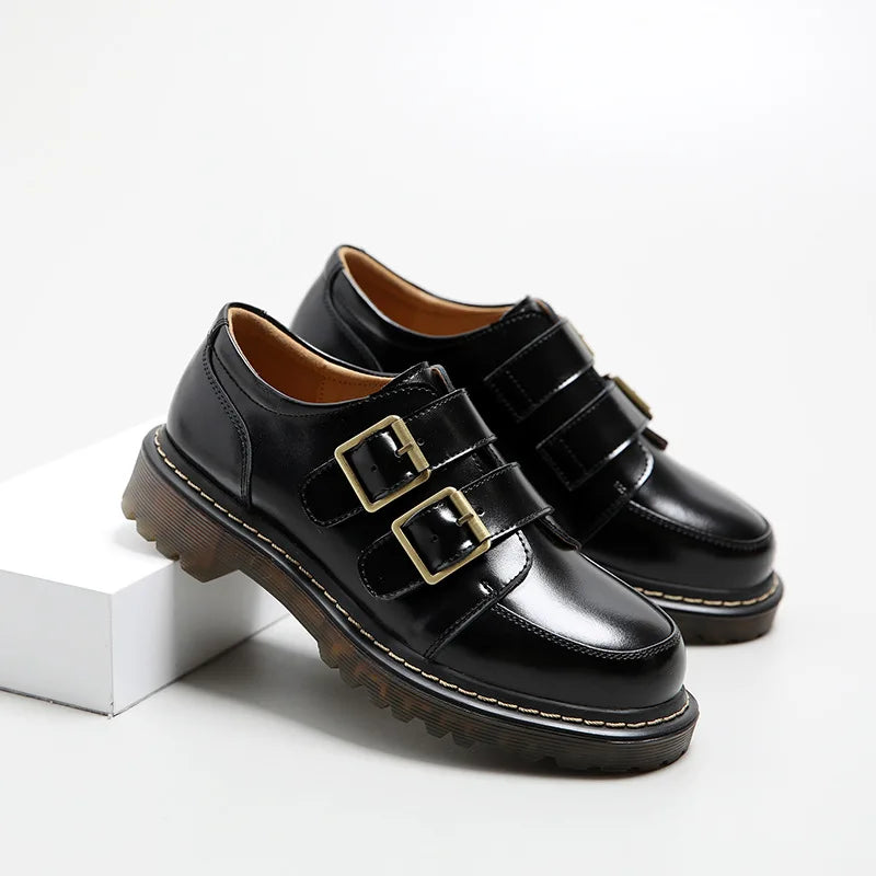 Frauen Flache Casual Loafers Schuhe 2025 - Damen Flach Fashion Vintage Britisch Leder - Oxford Loafers Fashion Designer Leder Slip On Schuhe