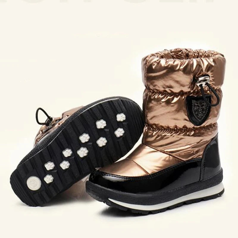 Kinder-Schneestiefel, 2025, Herbst-Winter-Wolle, warm halten, Kinderstiefel, Marke, modisch, wasserdicht, rutschfest, Baumwollschuhe für Mädchen und Jungen