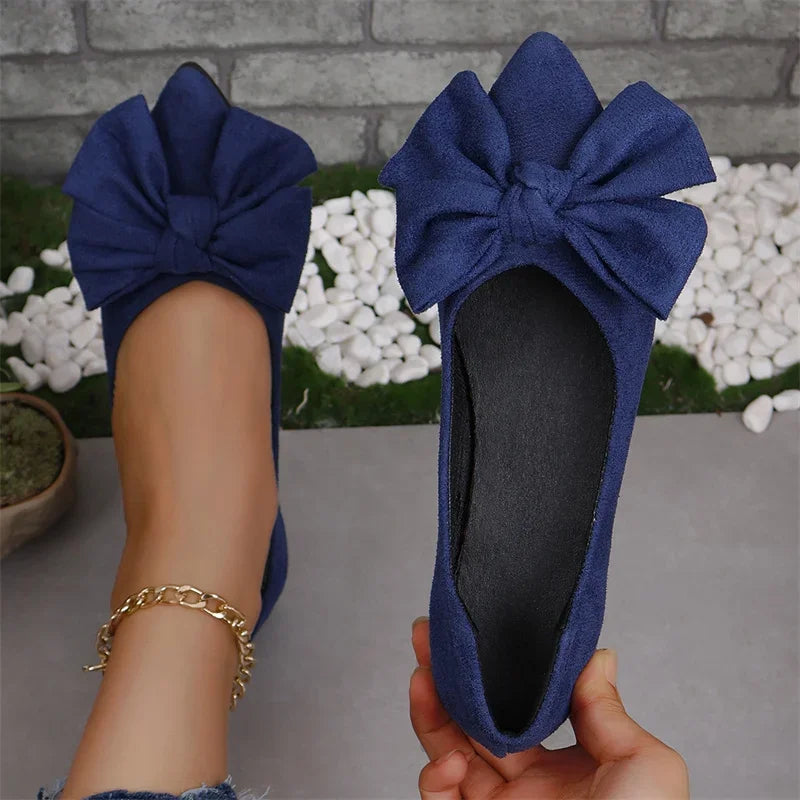 Damen Mode Flache Schuhe Sommer - Casual Verschleißfeste Komfortable Vielseitige Slip-On Schleife PU Leder