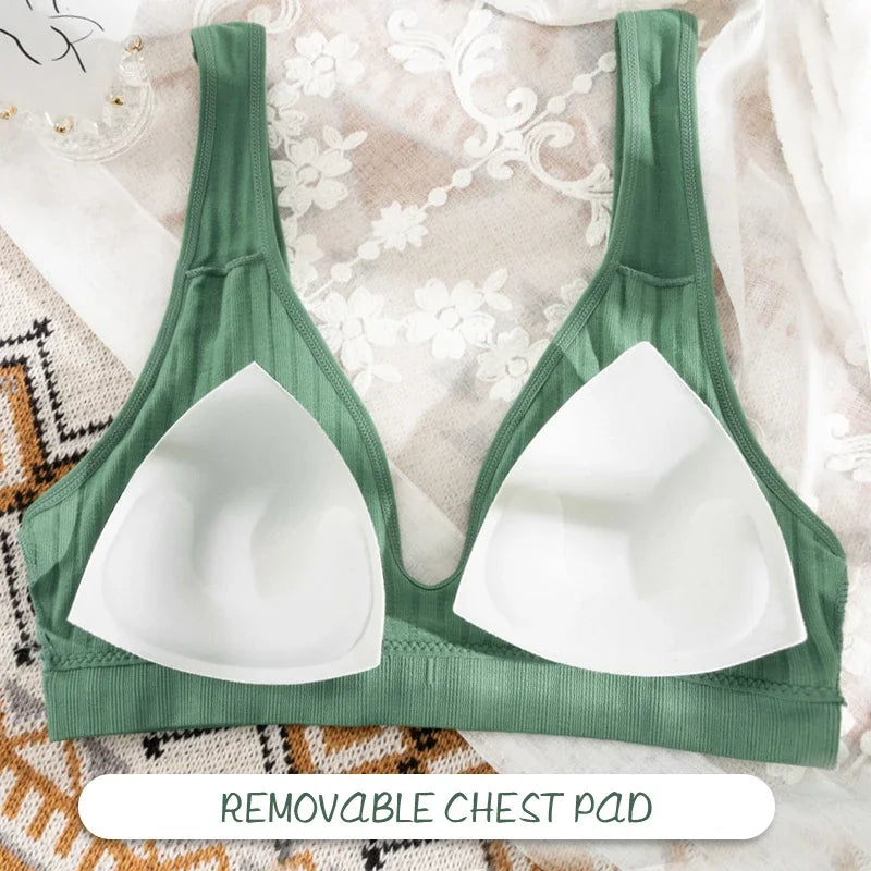 Women Seamless Sports Crop Top Sexy Bra Female Tube Tops Deep V Sexy Women's Underwear Bralette Sleeveless Camis Bandeau Top