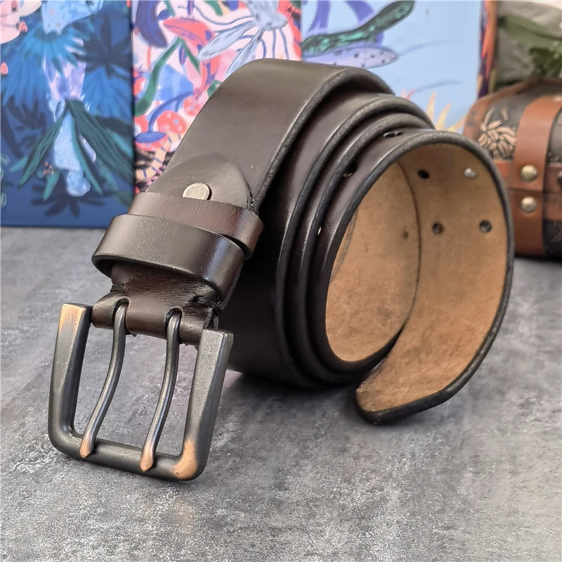 Herren Ledergürtel 2025 - Super Wide 4.2CM Luxury Thick Genuine Leather Double Buckle