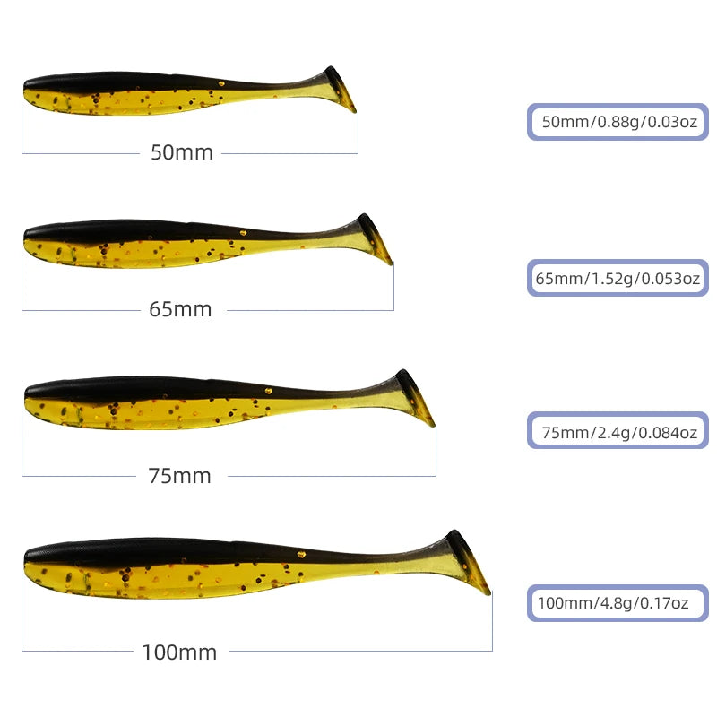 MEREDITH Easy Shiner Angelköder 50mm 65mm 75mm 100mm Wobbler Karpfen Angeln Weiche Köder Silikon Künstlich Plastik Köder