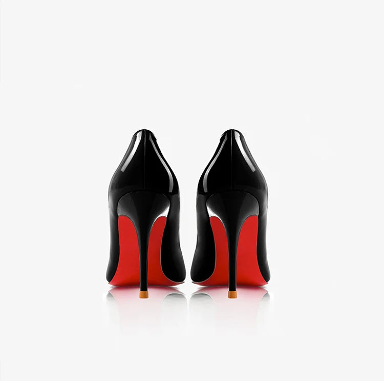 elegant woman heeled shoes 2024 trend luxury Brand Women High Heels Red Shiny Bottoms shallow Pumps Pointed Toe elegant Women 12cm