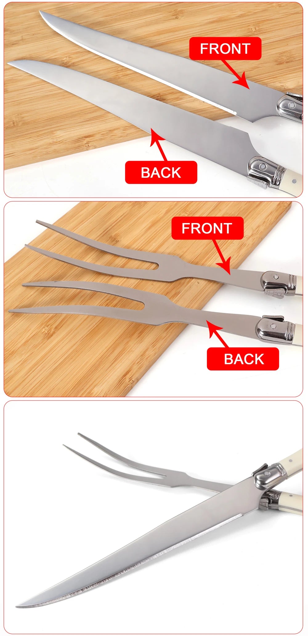 Stainless Steel Carving Knife Fork Set BBQ Slicing Grill Vegetable Tools Salad Serving Tools Turkey Knife Steak Roast Meat Fork