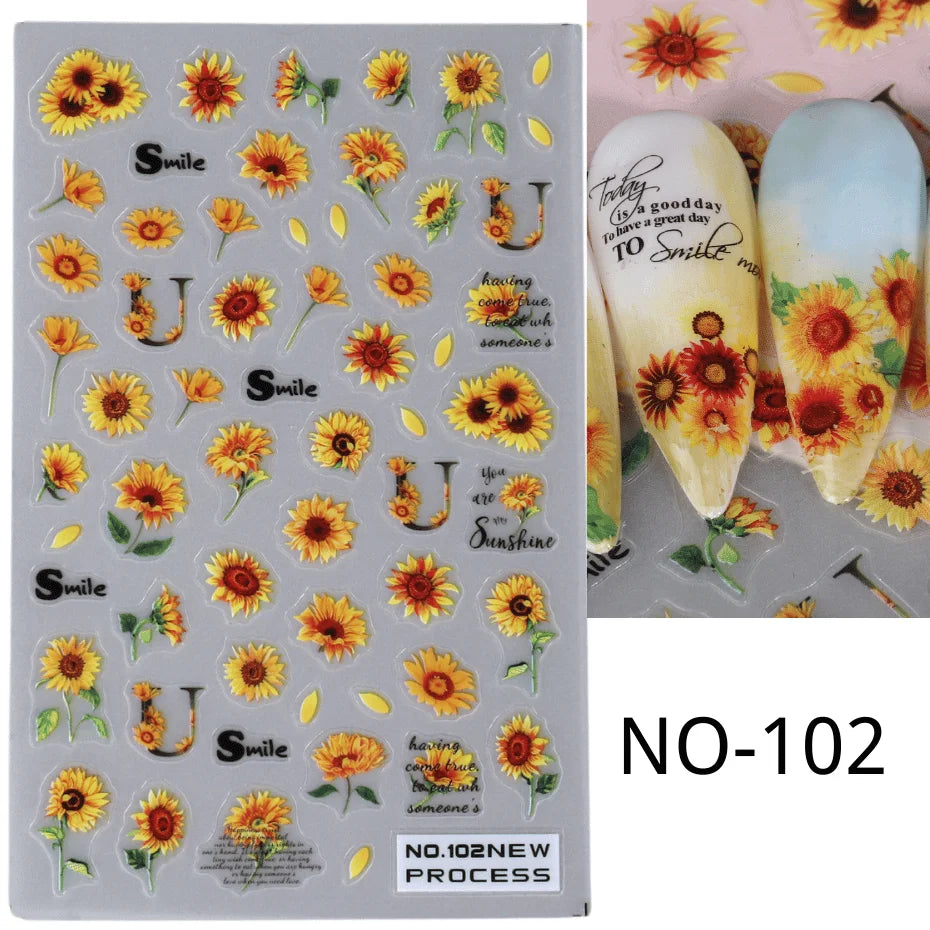 SWEET TREND JINO 3D Blumenaufkleber - 12 Stück Matte S