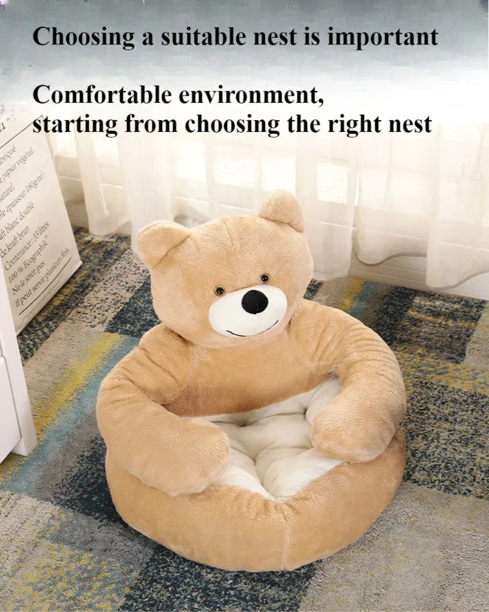 Dog Bed Semi-Enclosed Bear Pet Bed Ultra Soft Dog Nest  Removable Puppy Bed Wear Resistant Scratch Resistant Bed Mat Pet Product