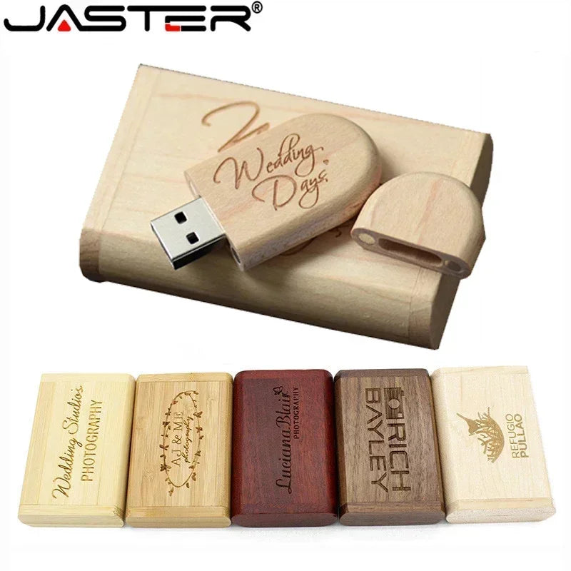 JASTER USB-Stick 2.0 128GB Holz/Bambus Kostenloses Logo Pendrive 4GB 8GB 16GB 32GB 64GB Pen Drive Hochzeitsgeschenke