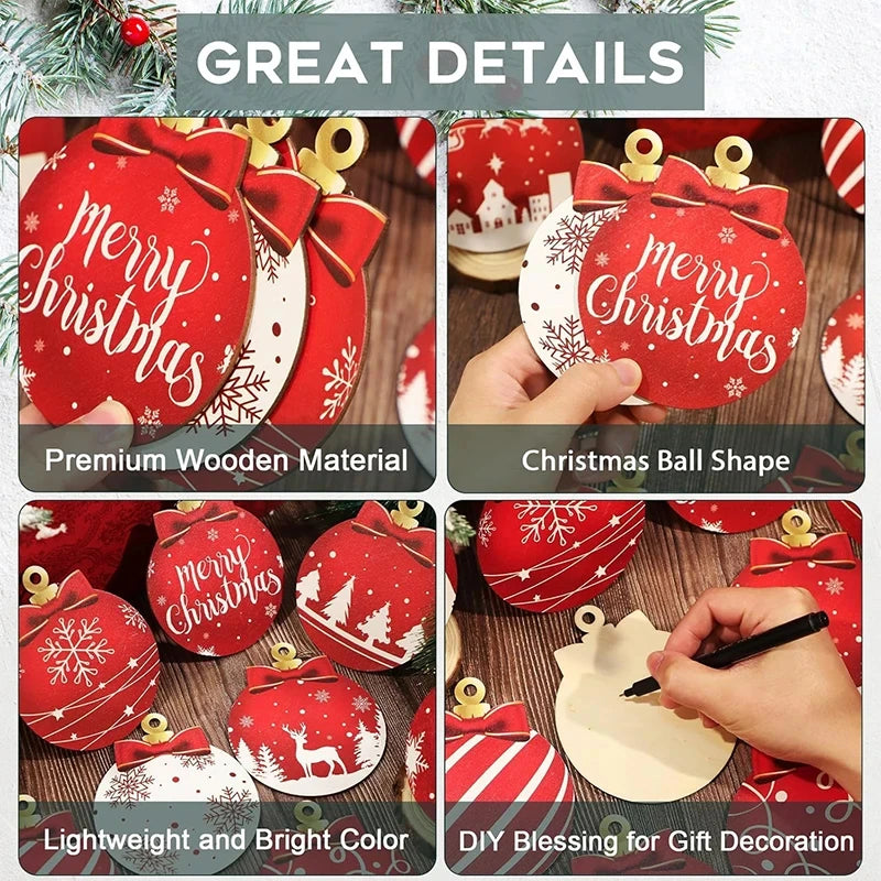 Choice Holz Weihnachtskugeln - 12 Stück, Kein Strom, Größe Variierbar