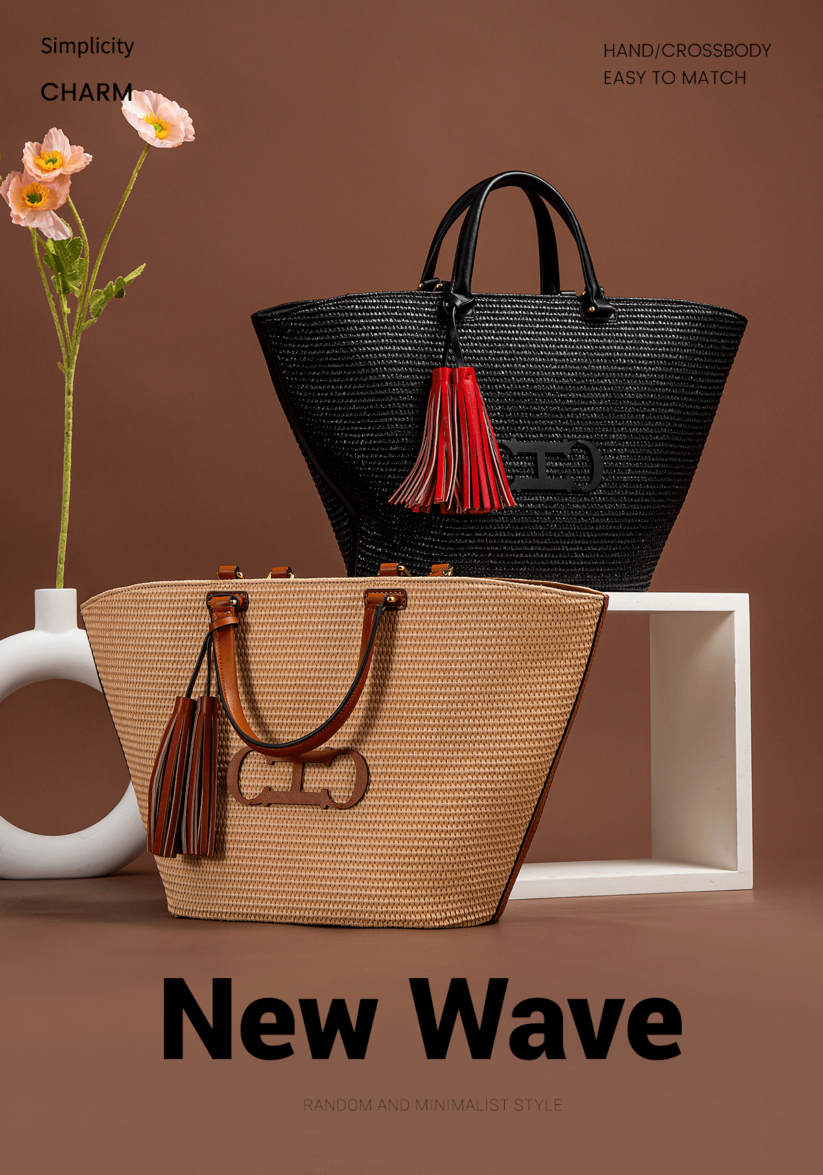 CHCH Women's Tote Bag 2024 New Vacation Beach Bag Beach Bag Handheld Shopping Bag