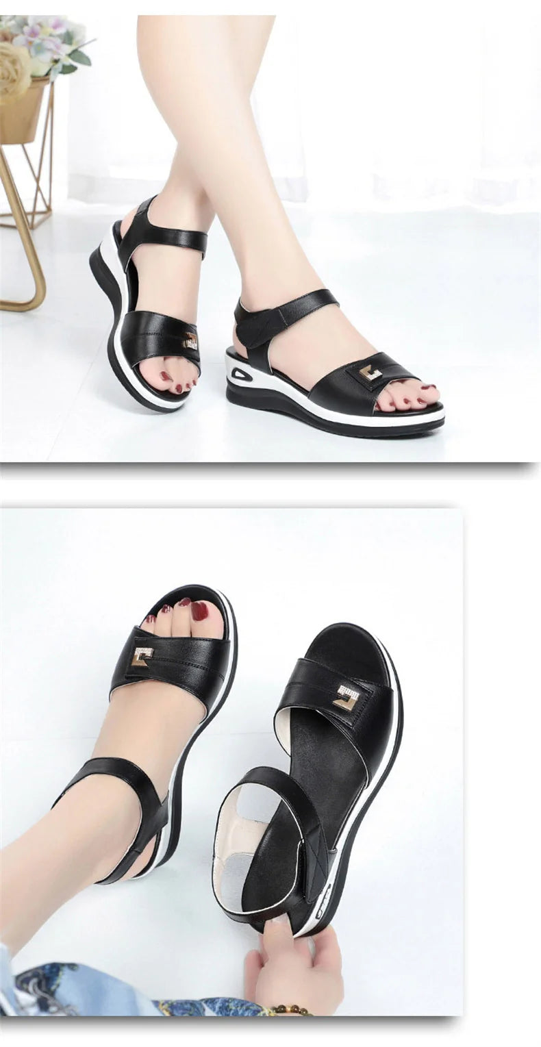 MCDV Sandale Knöchelriemen Komfort - Leder 3cm Rutschfest