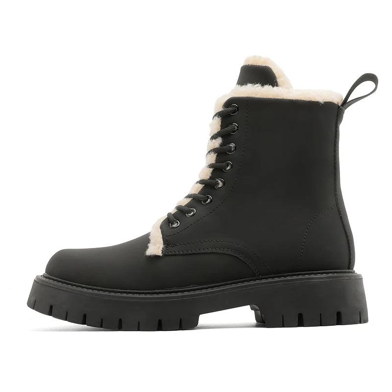 CN Fujian Warme Bequeme Schnürstiefel Leder Veloursleder - Absatz 3-5 cm Innen PU Kurzplüsch