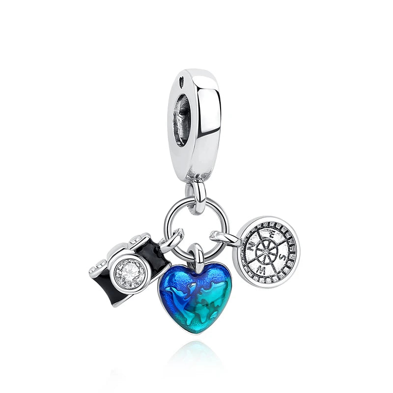 Originale 925 Sterling Silber Charms Liebe Reise London Bus Koffer Paris Perlen passen für Pan Armbänder Halsketten Frauen DIY Schmuck