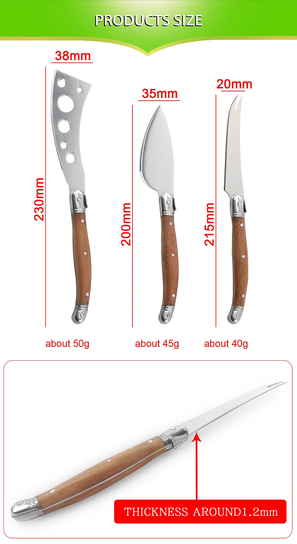 Jaswehome SPS-CT032B Laguiole Käsemesser - 5tlg 2CR14 Holz