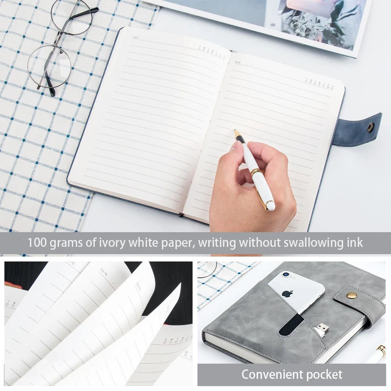 PU Leder A5 Notizbuch 2025 - Business Journal Planner Agenda Organizer Schule Büro
