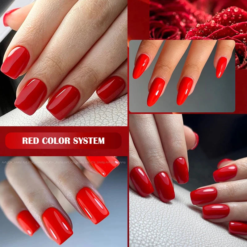 LILYCUTE 5Pcs/Set 7ML Red Brown Nail Gel DIY Nail Art Semi Permanent UV Gel Polish Long Lasting Design Manicure Kit Supplies