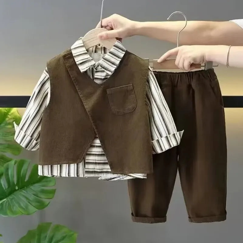 Korean Jungen Set - 3-Teiliges Outfit Ganzjährig Größe 4-6