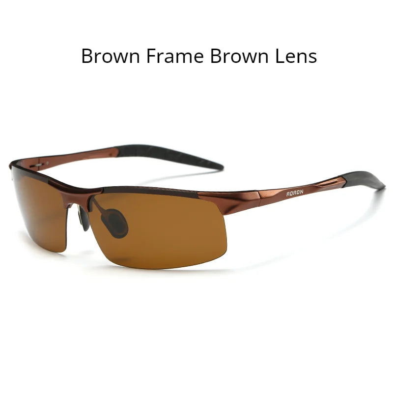 AORON Fahr-Polarisierte Sonnenbrille Herren Aluminium Magnesium Rahmen Sport Sonnenbrille Fahrer Retro Brille UV400 Anti-Blend