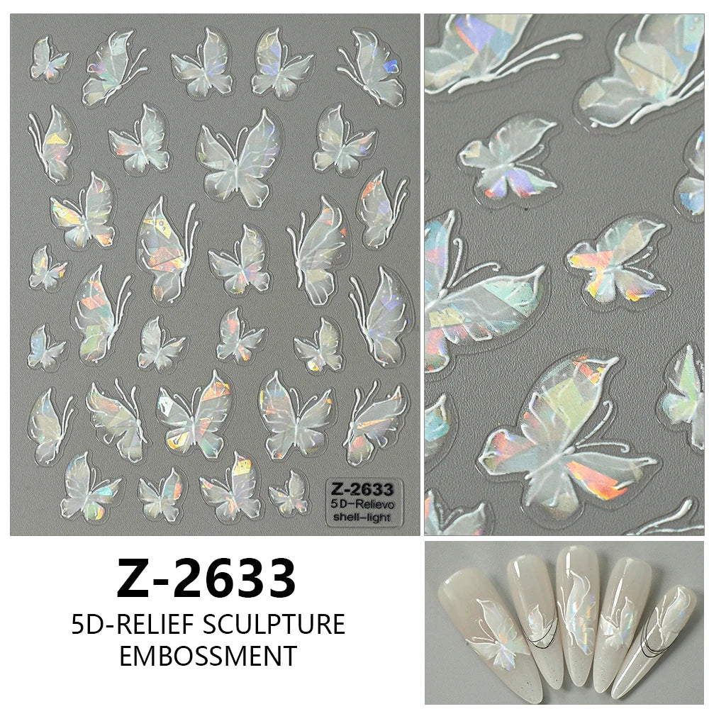 Leidankou 5D Schmetterling Nail Art Aufkleber - 14x7.2cm 1St