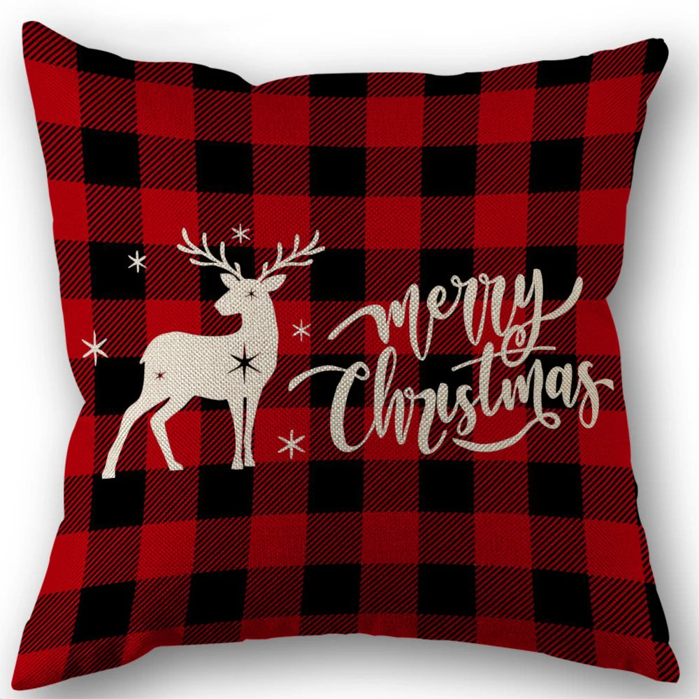 Red Stripe Merry Christmas Pillowcases Sofa Cushion Cover Linen Pillowslip House Indoor Home Decoration Throw Pillow Cover