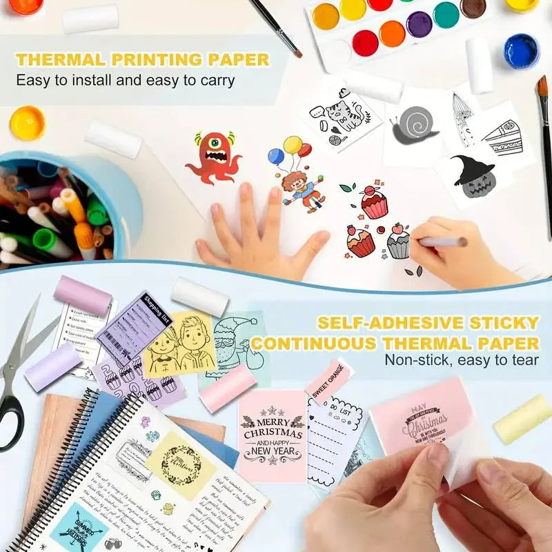 Thermopapier 2025: 3 Rolls of Mini Printer Paper Thermal Paper Printable Stickers for Pocket Thermal Printers Collection