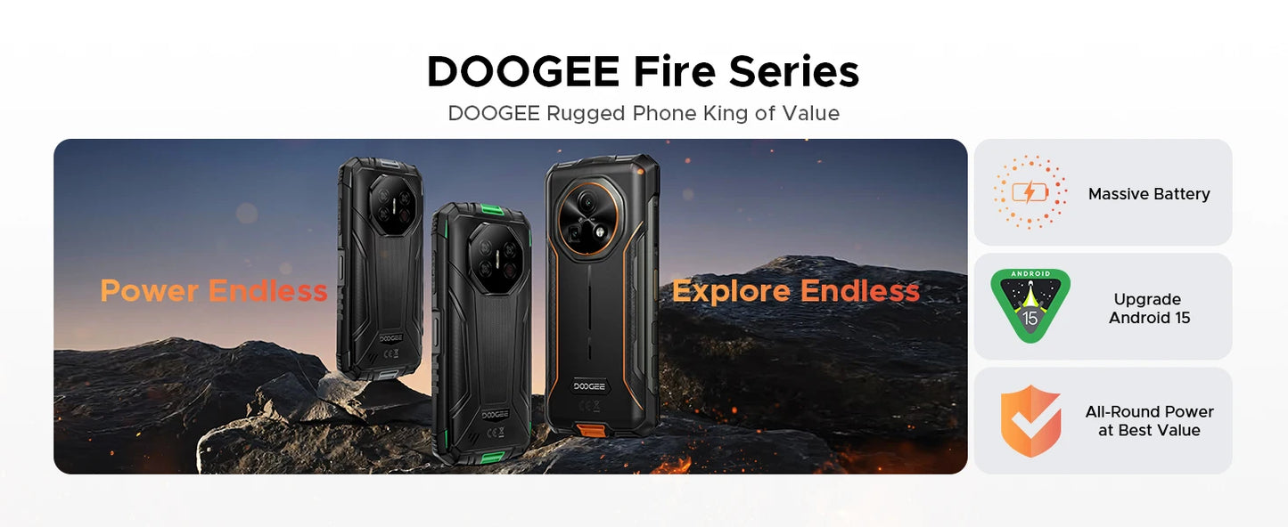 DOOGEE Fire 7 Ultra 5G Robustes Smartphone - 13000 mAh, 33 W, 6,6 Zoll
