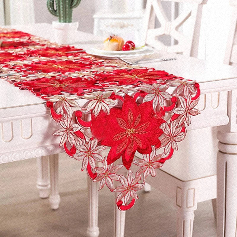 Neutral Table Decorations For Christmas Holly Luxury X Table Embroidered Inch Runner Table Christmas 70 15 Water Tablecloth
