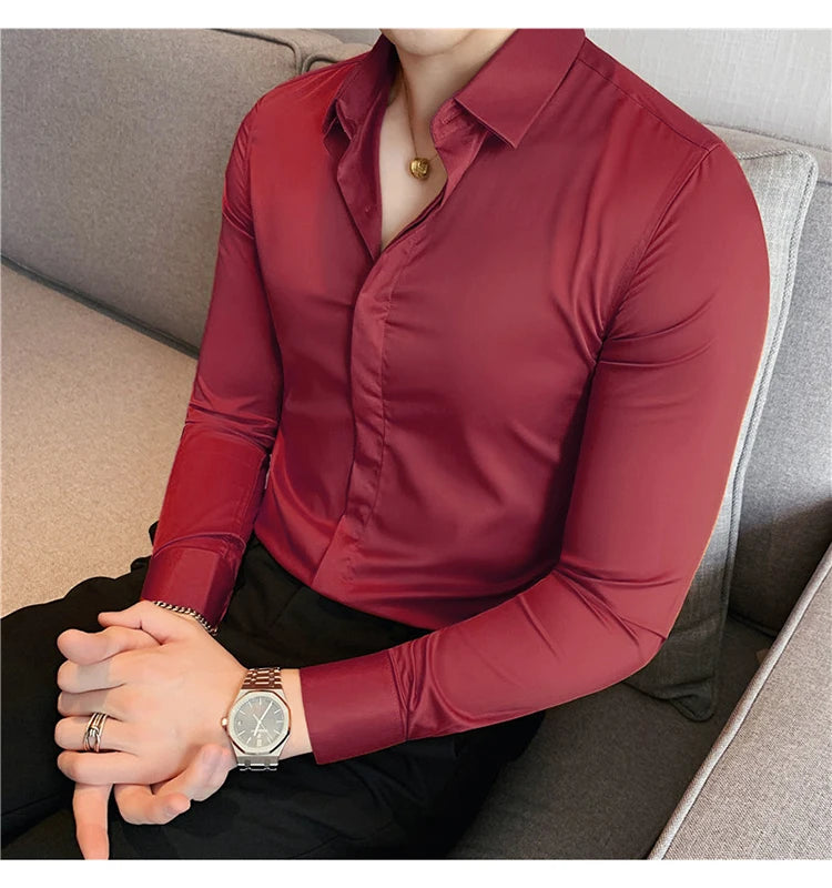 8Farben SlimFit Langarmhemd - Gr. M-L, Feiner Stoff