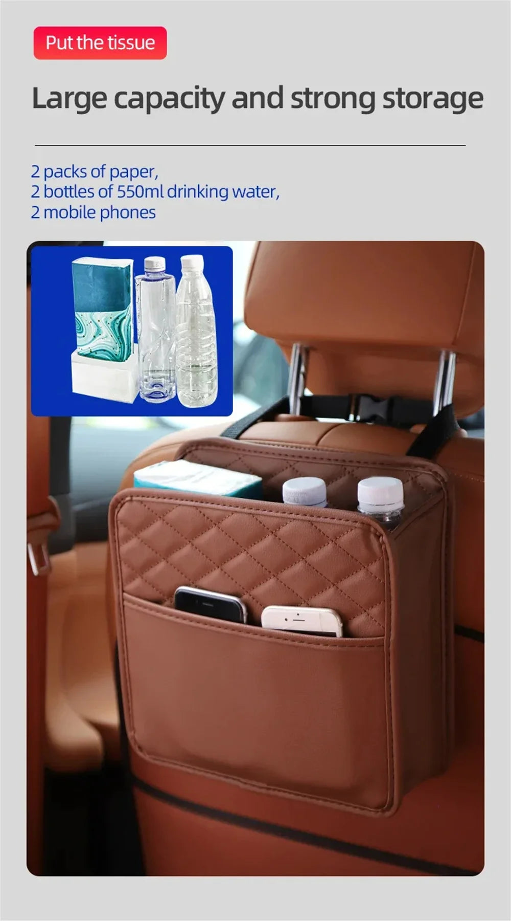 Multifunktional Auto Sitz Aufbewahrung Tasche 2025 - Leder Aufbewahrung Tasche Müll Tasche - Geeignet Meiste Auto Modelle