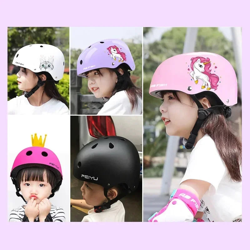 Children's Bicycle Helmet Skateboard Scooter Balance Bike Riding Protective Gear Lady's Motorcycle Helmet Adjustable