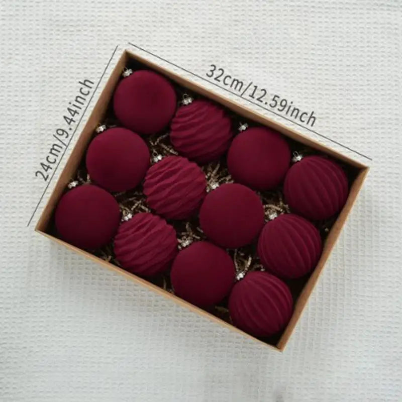 Choice Flockierte Christbaumkugeln - Inhalt 12 Stück, Größe Klein