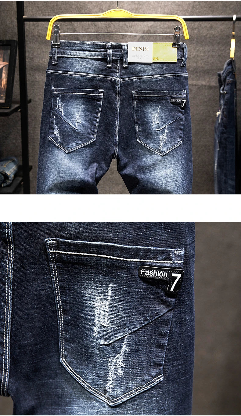 Guangdong Jeans Ripped Slim Fit - Baumwolle Elastisch S-XL