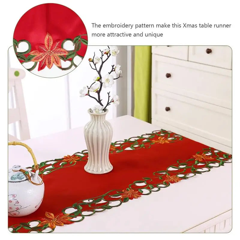 Embroidered Christmas Printed Christmas Decoration Tablecloths Party Picnic Retro Style Table Decoration Supplie Runners Linens