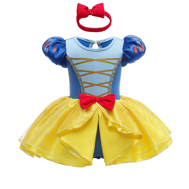 Baby Romper Infant Girl Tutu Dress Jumpsuit Headband Outfits Snow White Princess Clothes Cute Dress Halloween Party Costume