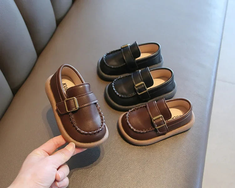 Jungen Casual Schuhe 2025 - Kleinkind Flache Loafer Slip-On - Frühling Herbst Runde Zehen Klassische Schnalle Hochzeit
