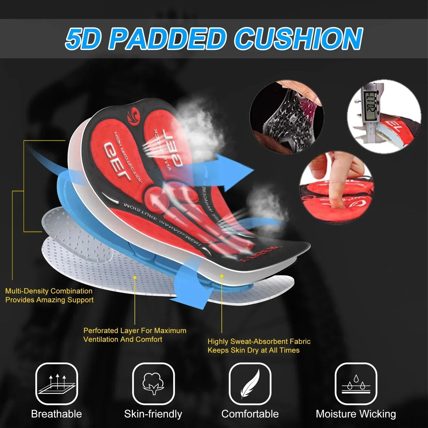 X-TIGER XM-DNK-36001 atmungsaktiv - Gel-Pad, S-XL, Poly