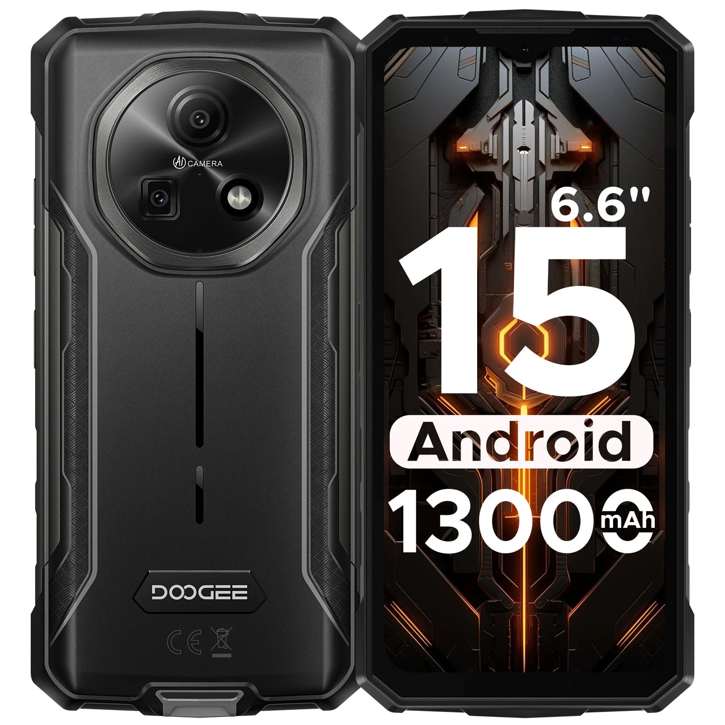 DOOGEE Fire 5 Outdoor-Smartphone - 13000mAh Akku, 6,6 Zoll Display, 12GB RAM