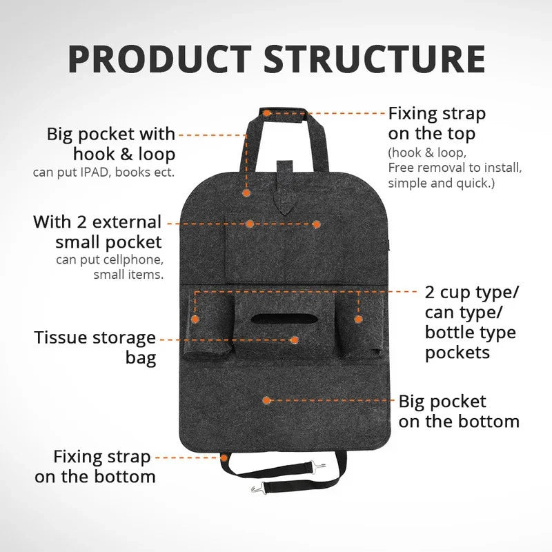 Choice Organizer Rücksitz Tasche - Filz 6 Taschen Universal