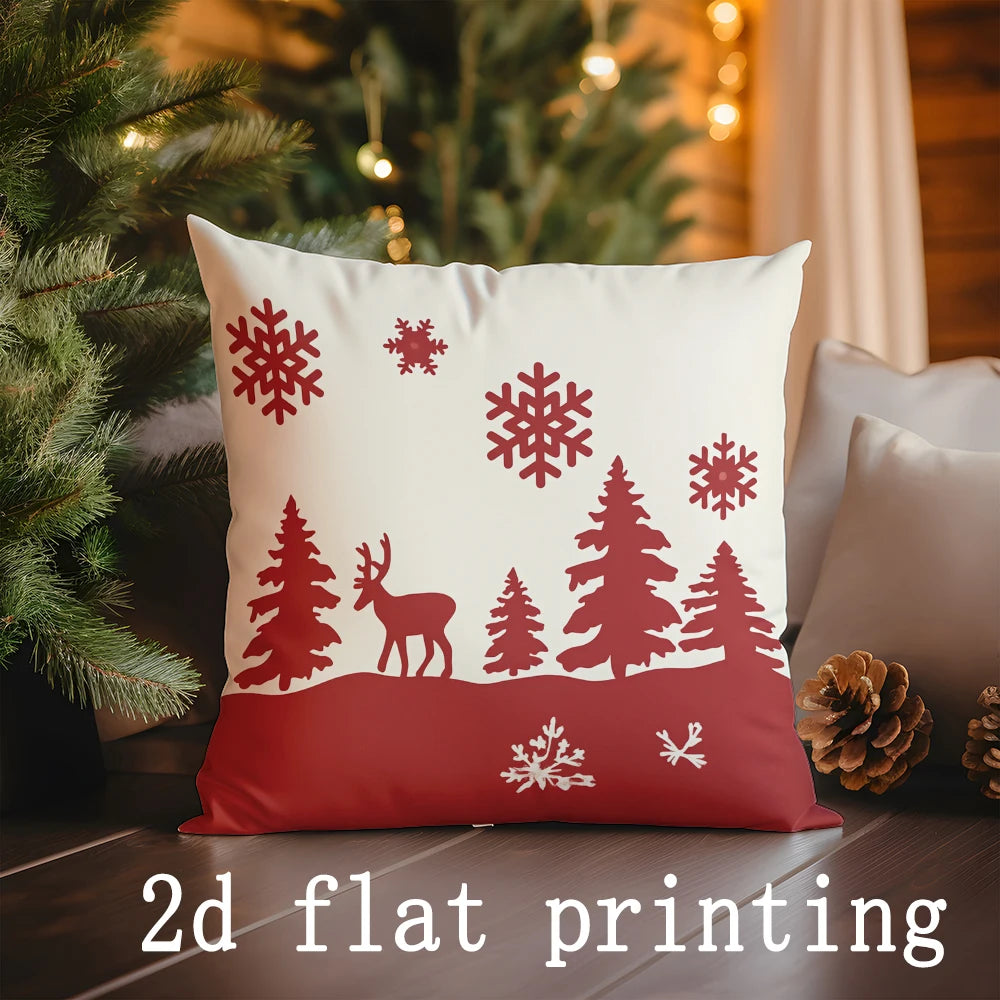 Home Decor Christmas Red & White Pillow Covers Suitable For Sofa Bedroom Car Pillow Cover Cushion Rectangular Back Cushion