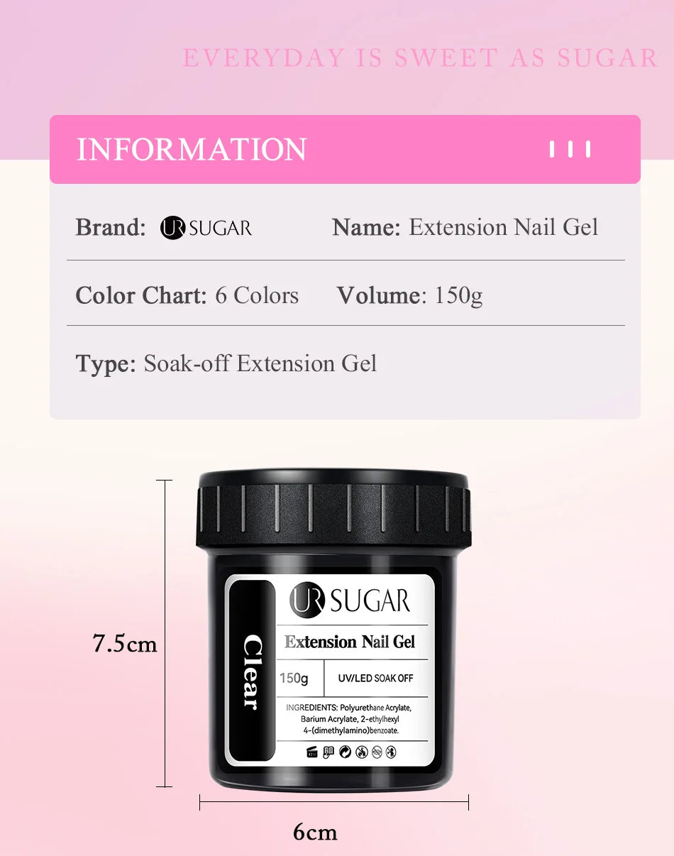 UR SUGAR 150g Transparent Nagel Extension Gel Gelee Weiß Licht Rosa Acryl Französisch Nagel Kunst UV LED Gel Semi Permanent Maniküre